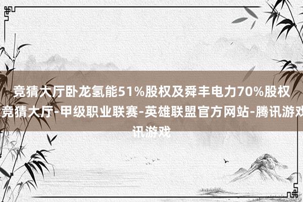 竞猜大厅卧龙氢能51%股权及舜丰电力70%股权-竞猜大厅-甲级职业联赛-英雄联盟官方网站-腾讯游戏